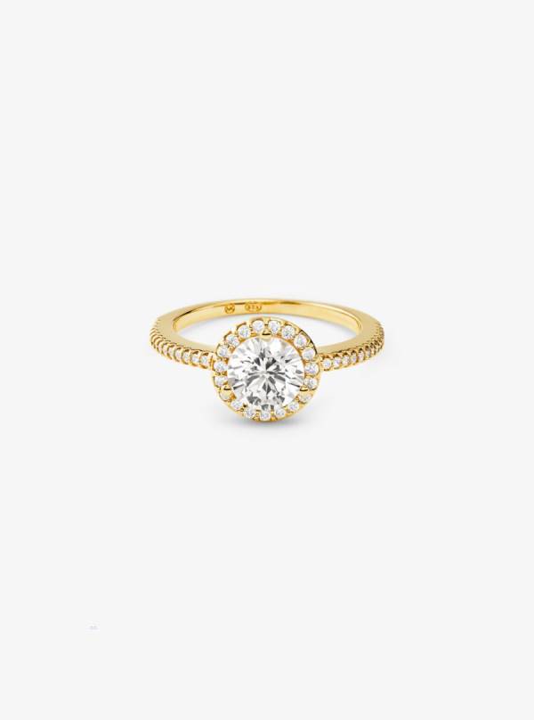 Damske Prstene Michael Kors Precious Metal-Plated Sterling Silver Pavé Oversized Halo Zlate - Šperky Michael Kors Outlet | BWYQJ-3946